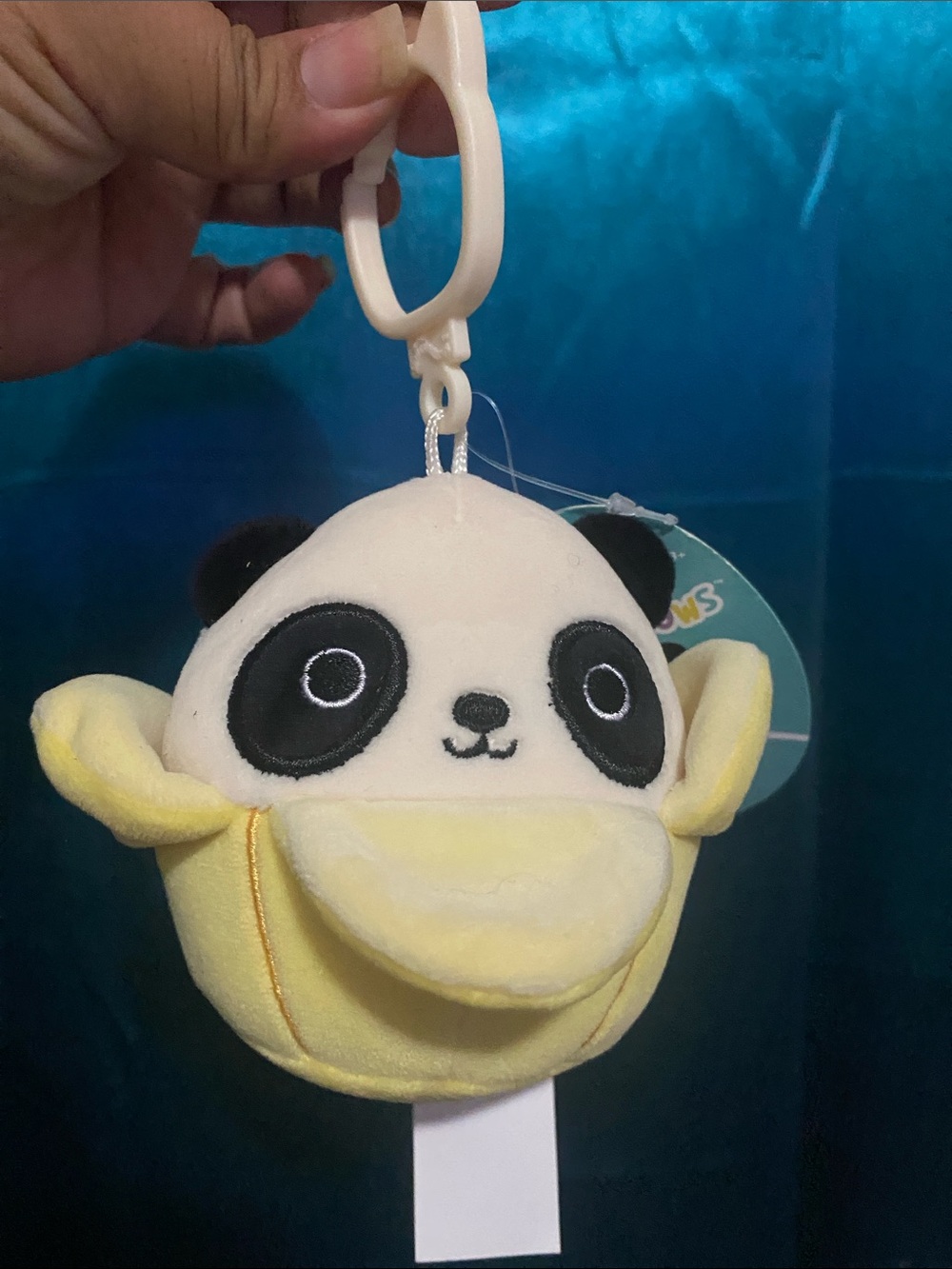 Plush Panda Banana Clip-On Keychain - Yellow